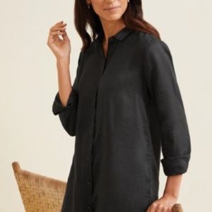 Eileen Fisher Black Linen Top